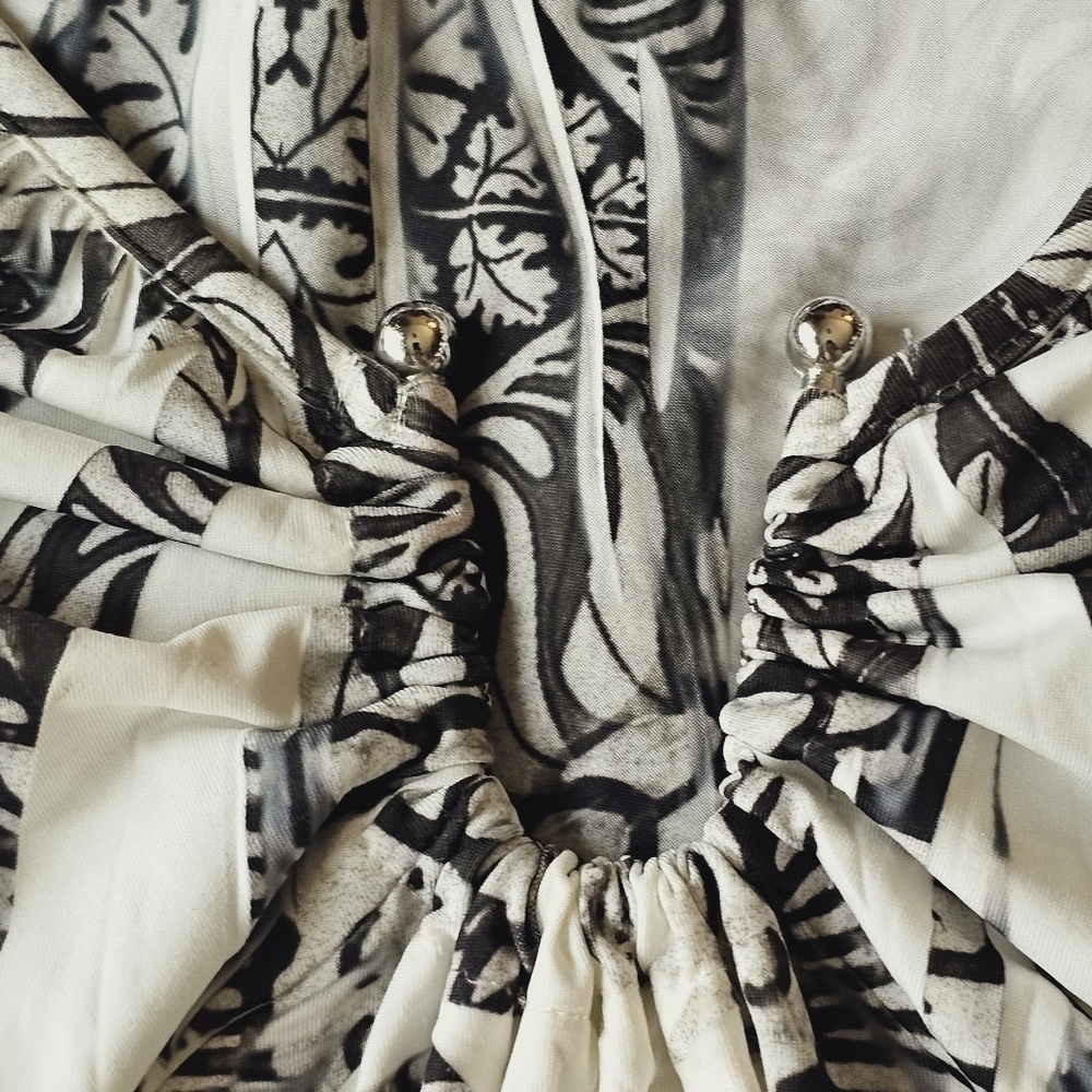 Apt 9 black and white patterned 3/4 sleeve shift dress size large - Picture 3 of 11
